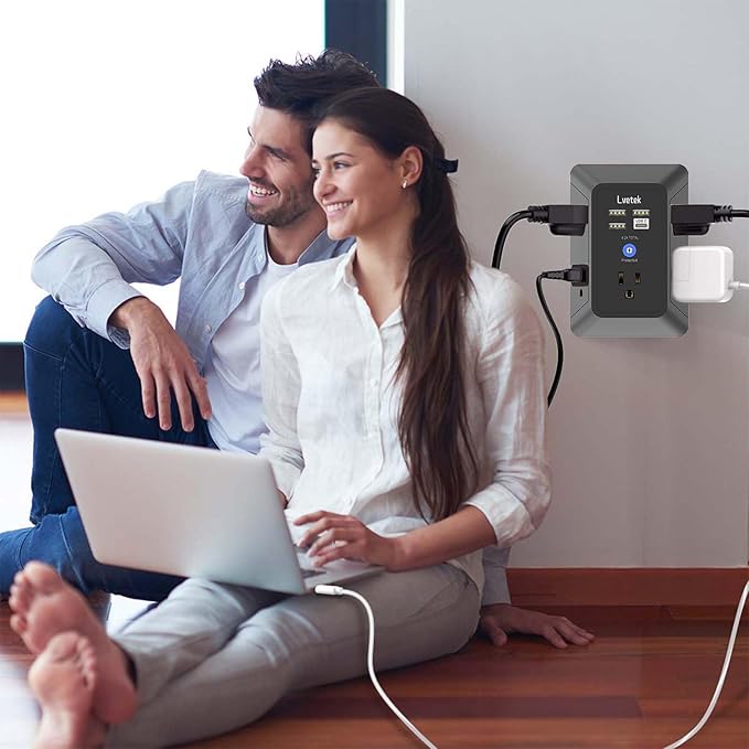 Surge Protector Outlet with 5-Multi Plug Outlet and 4 USB Ports, 3-Sided 1680J - Image 4