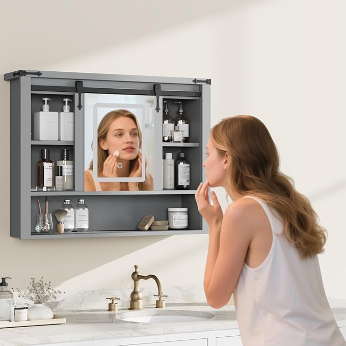 QUW 31" Farmhouse Bathroom Wall Cabinet, Bathroom Medicine Cabinets - Image 8