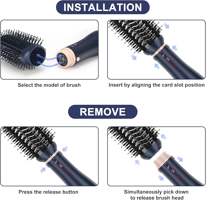 Hair Dryer Brush Set, IG INGLAM 4 in 1 Blowout Brush, Negative Ion Detachable - Image 3