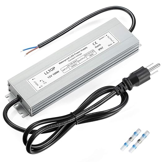 LLTOP LED Driver 100 Watts Waterproof IP67 Power Supply AC100-264V to 12V DC by LLTOP