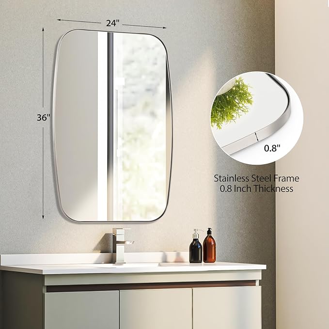 Brushed Nickel Bathroom Mirror, Living Room - Image 2