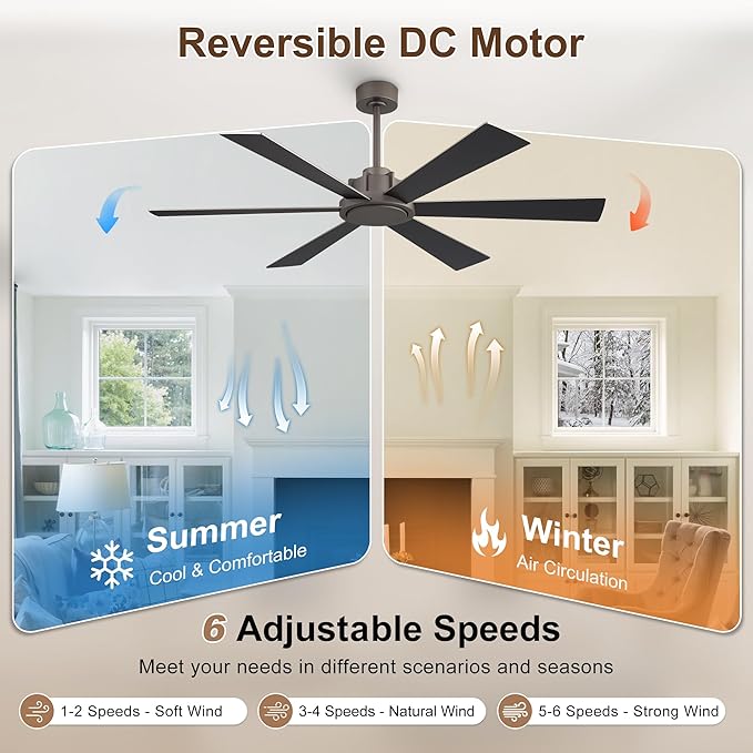 WINGBO 60 Inch Ceiling Fan without Light - Image 3