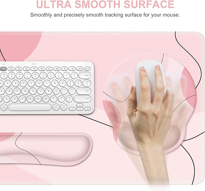 iCasso Large Gaming Mouse Pad Wrist Support Set, Desk Mat, 4in1 XXL Mousepad + - Image 6