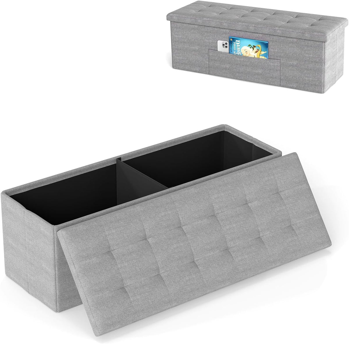 giantex storage ottoman bench, 43" l folding foot, main product view