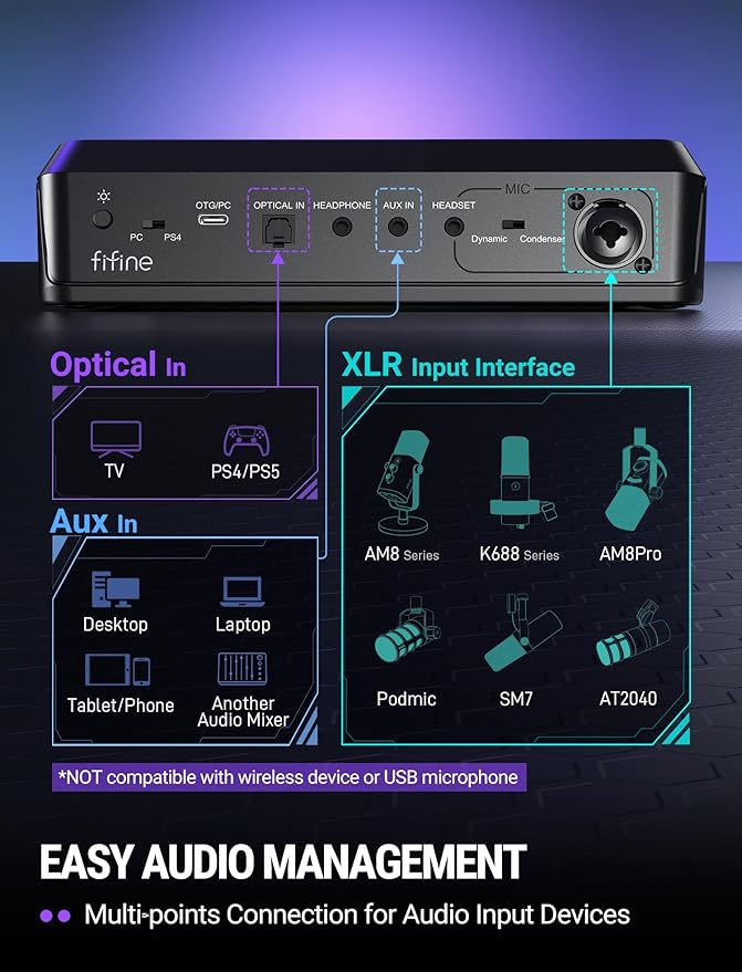 Fifine Gaming Mixer for Voice Chat and Streaming- 7.1ch Surround Sound - Image 4