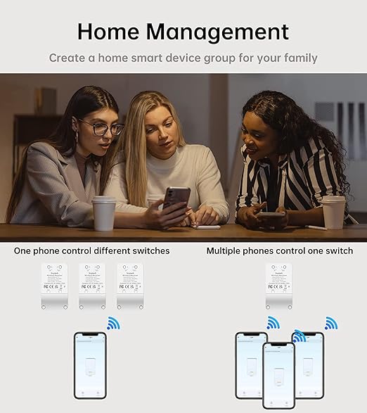 Smart Wi-Fi Light Switch, 2 Channels Linptech Wireless Relay Switch Tuya App - Image 6