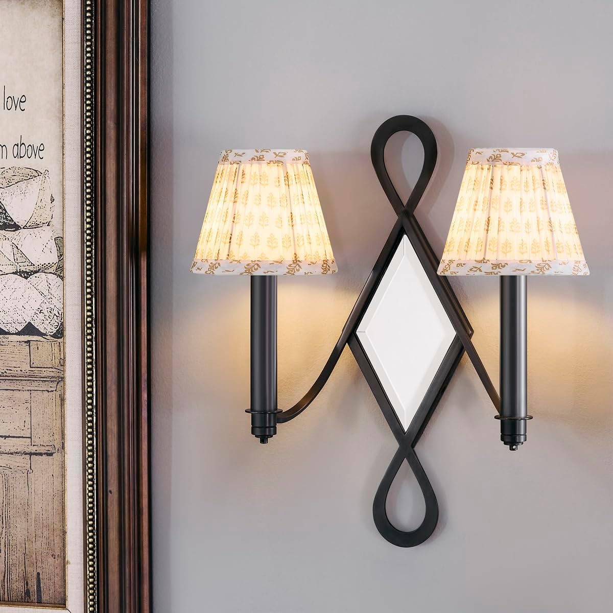 Chandelier Shades Set of 2,Mini Lamp Shade 3" Top x 5.5" Bottom x 4.7" Slant,Small Lamp Shades Clip On Bulb,Pleated Chandelier Lamp Shades,Fabric Lampshades that Attach to The Bulb(Brown Floral)