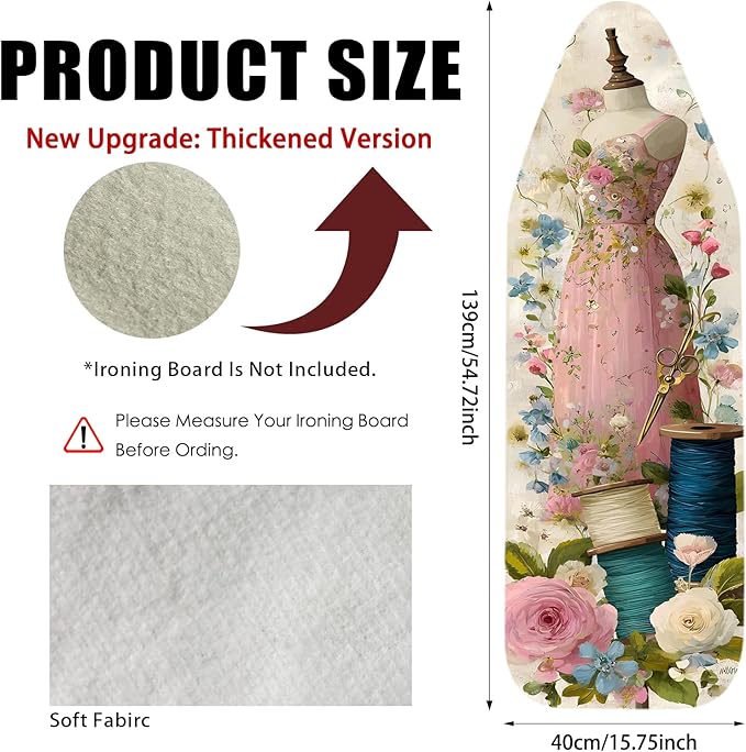 Nuxovilar Ironing Board Cover Needle Cotton 15x54 Inches | Ironing Board Cover - Image 3