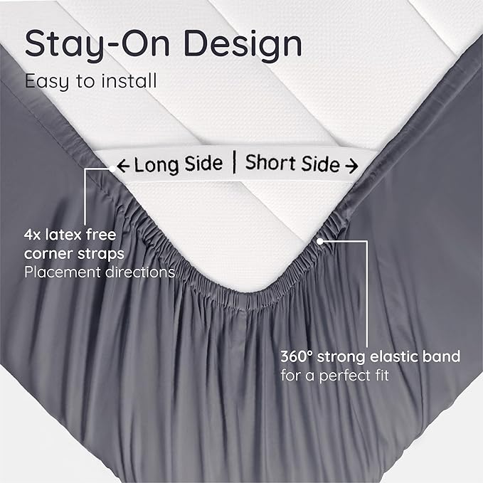 Bambaw 100% Viscose Derived from Bamboo Queen Size Fitted Sheet, Deep Pocket - Image 5