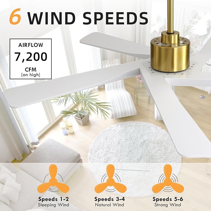 WINGBO 64" ABS DC Ceiling Fan No Light, 5 Blade ABS Plastic Ceiling Fan - Image 8