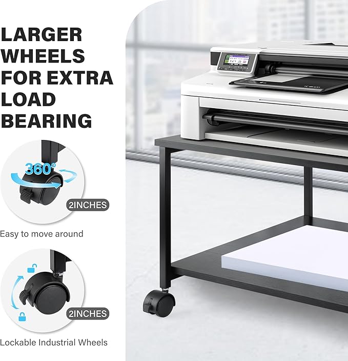 EMERIT 2-Tier Under Desk Printer Stand w/Storage - Image 4