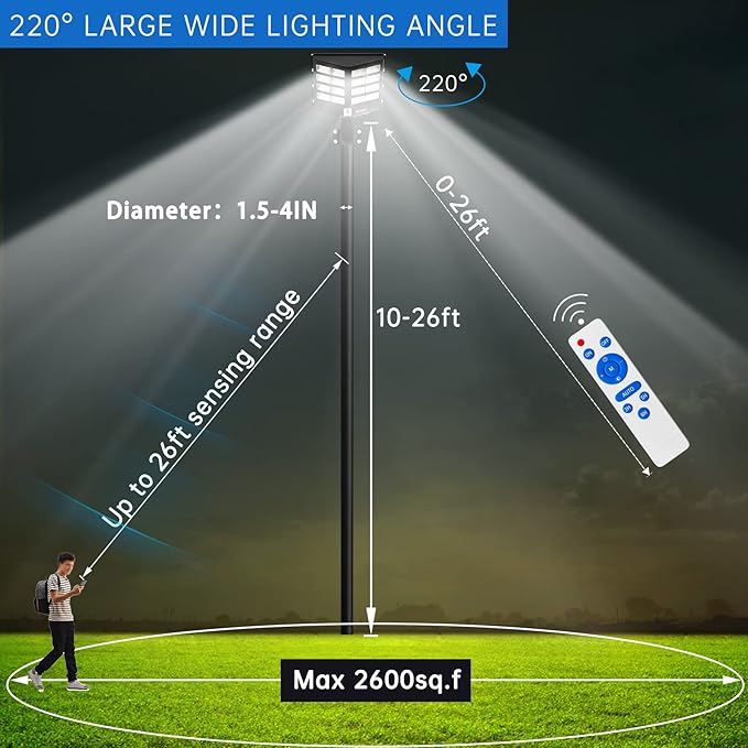 JAYNLT Y-3000W Solar Street Lights Outdoor, 300000LM 6500K Commercial Parking - Image 3