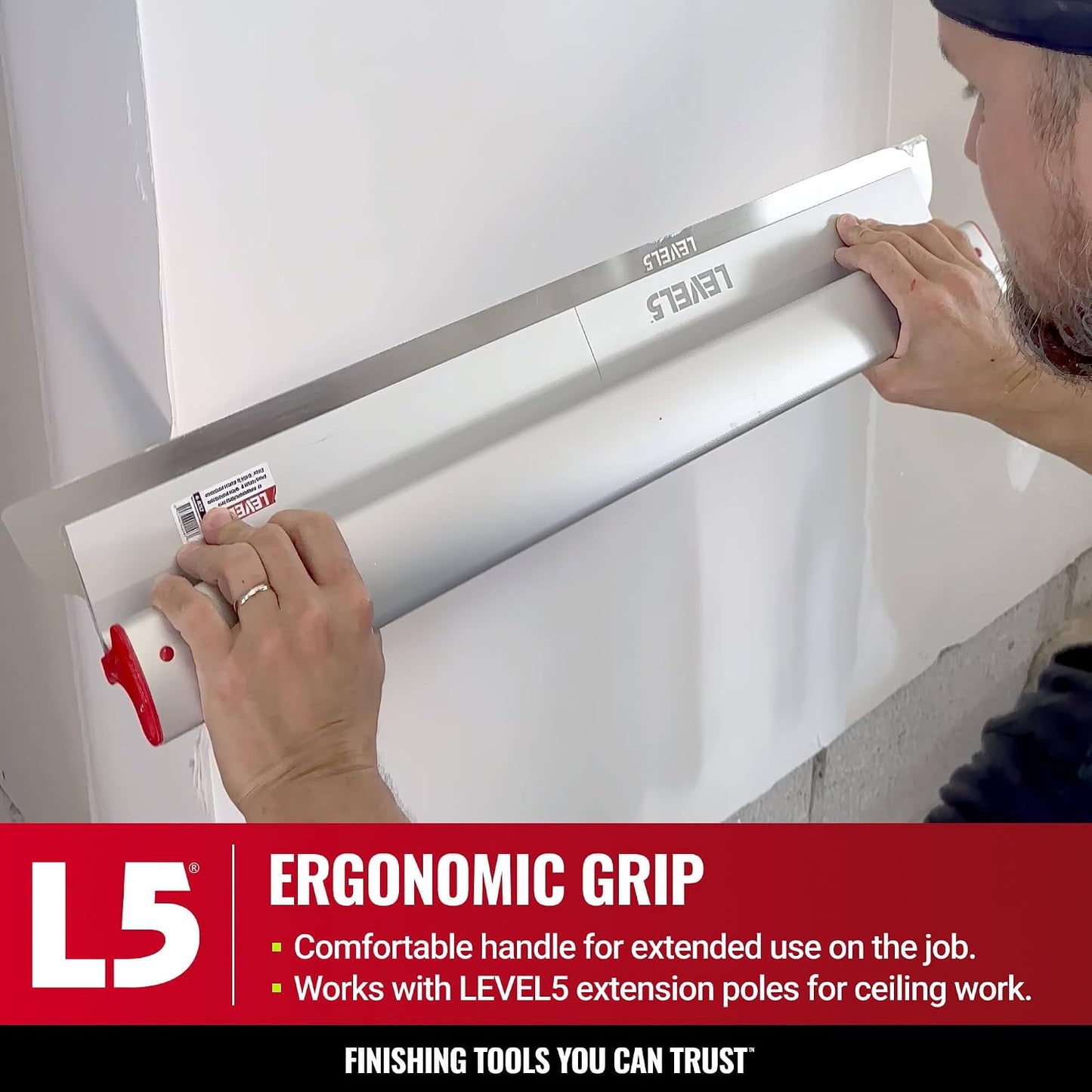 LEVEL5 Drywall Skimming Blade Set | 10, 16 & 24 Inch Skimming Blades | Ergonomic Aluminum Body | Replaceable 0.3mm German Stainless Steel Blade | For Smoothing Walls and Ceilings | 5-443