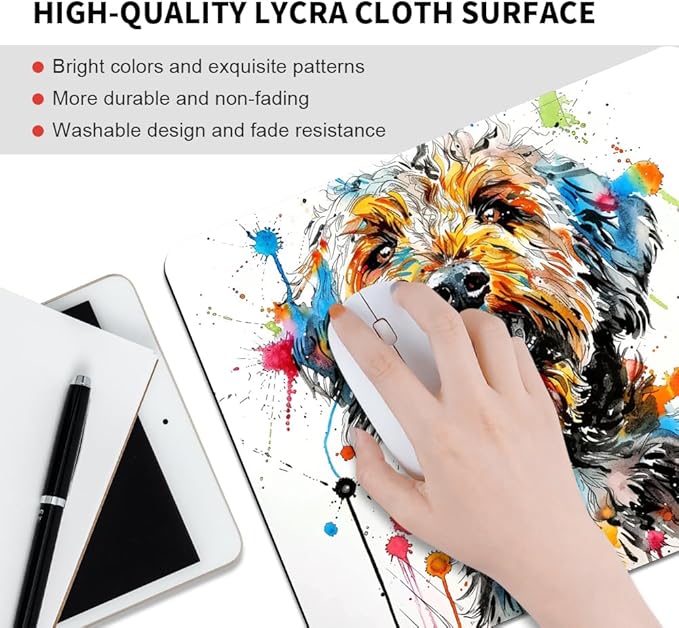 A Dog with Messy Drawings Square Mouse pad, Waterproof, Anti Slip Rubber Base - Image 3