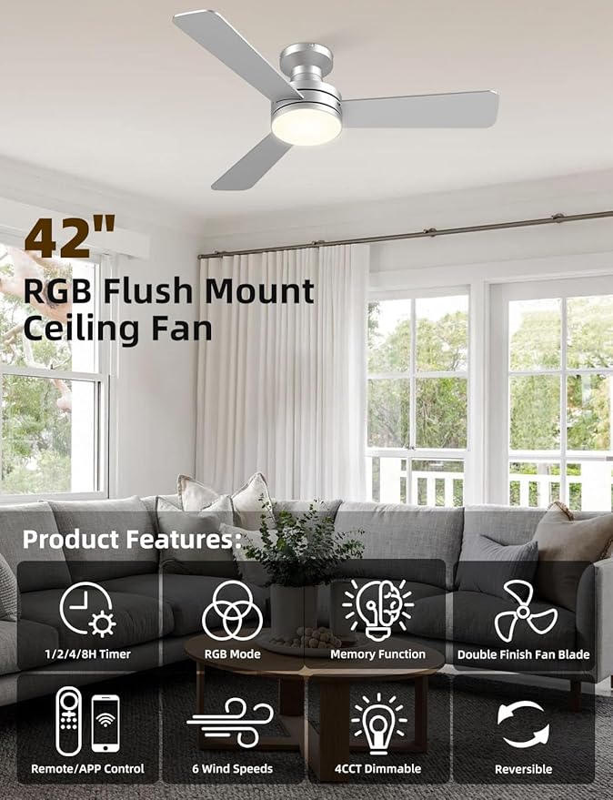 Homlit 42" RGB Ceiling Fan - Image 7