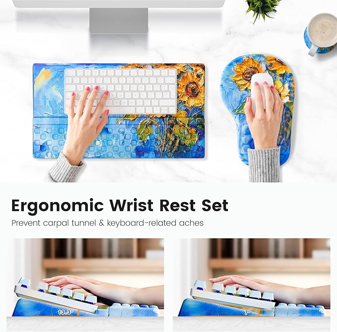 Ospelelf Ergonomic Mouse Pad and Keyboard Stand Wrist Rest Set, Memory Foam - Image 2