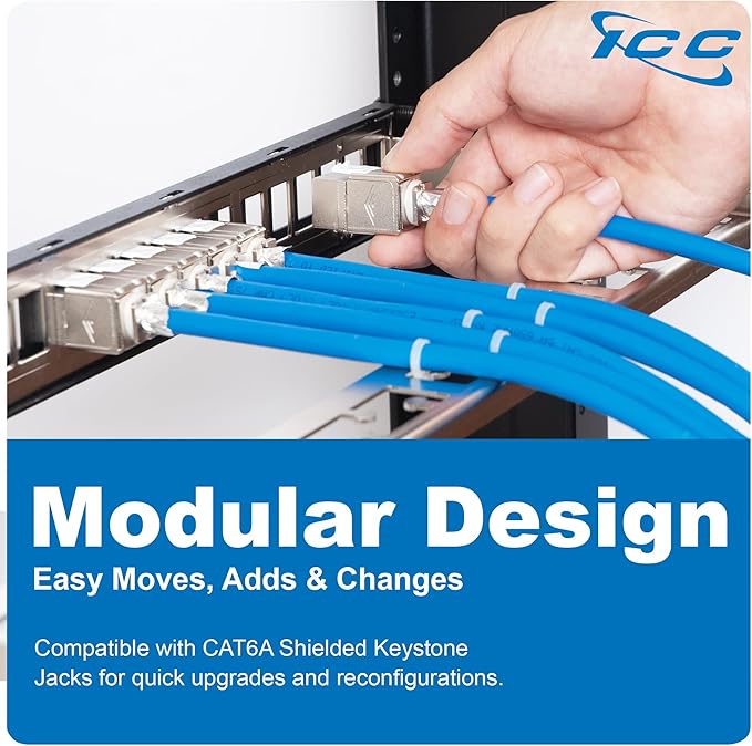 ICC 24-Port CAT6A Keystone Shielded 1U Patch Panel - Image 8