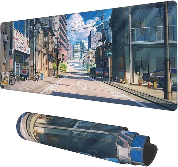 Desk Mat, Anime Summer Street Scenery Extended Gaming Mouse Pad Large, by KOAIWPAE