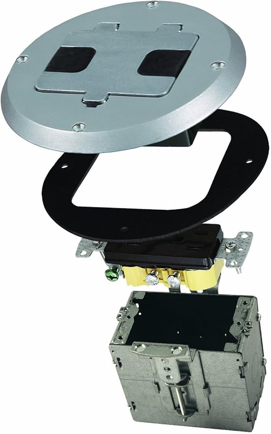 RACO 6239SS Floor Kit with Recessed Duplex 15A TR Device and Adjustable Steel by Raco