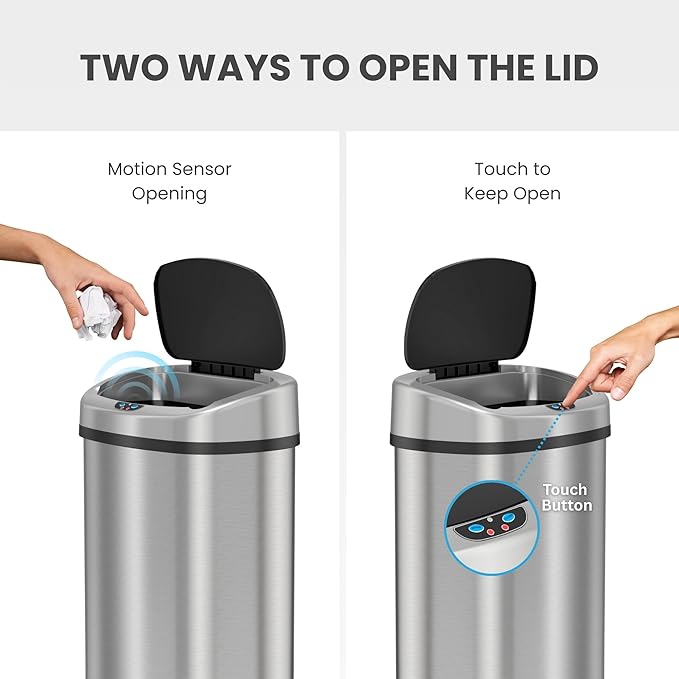 iTouchless 13 Gallon Oval Sensor Trash Can - Image 9