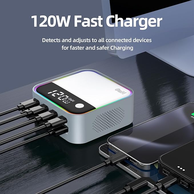 8-Port USB C Charging Station 120W, GaN Fast Charger Block - Image 2