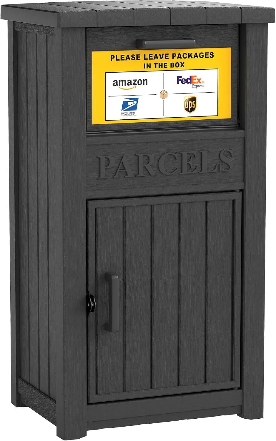 Package Delivery Box with Sign, Lockable & Weatherproof Anti-Theft Parcel Delivery Box for Porch, Curbside, Patio，Black