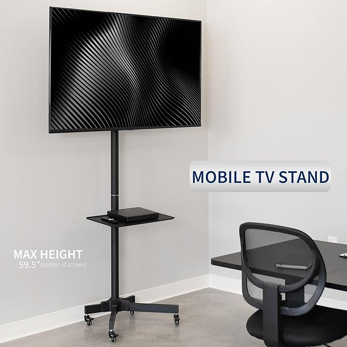 VIVO Mobile TV Cart for 13 to 60 inch Screens up to 55 lbs, LCD LED OLED 4K - Image 2