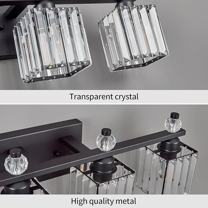 FDPBY Vanity Lights 4-Light Modern Crystal Vanity Light Sand Black Bathroom - Image 4