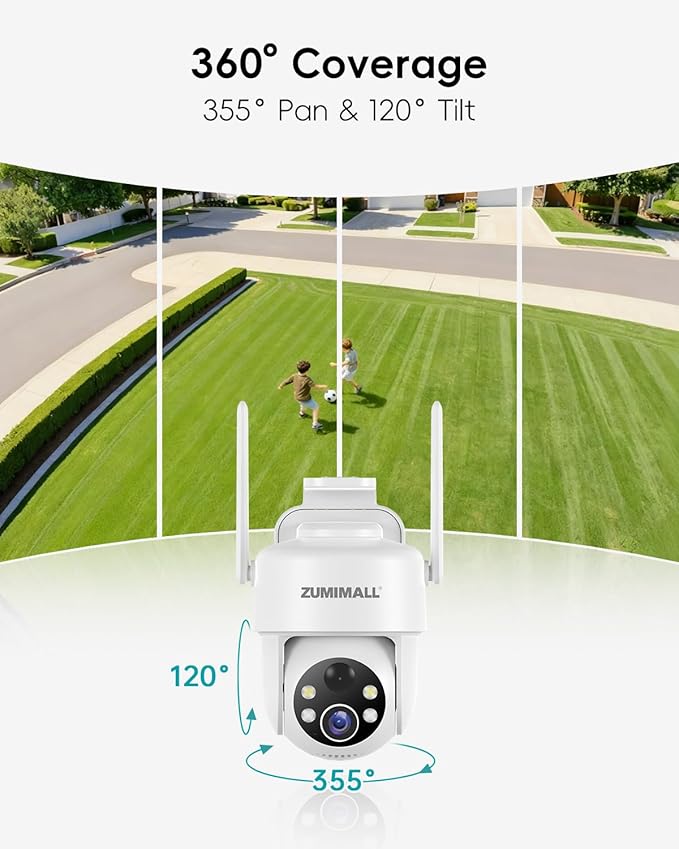 ZUMIMALL 2K Solar Security Cameras Wireless Outdoor | 360° PTZ View Control via - Image 4