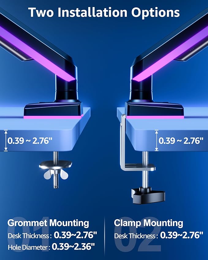 MOUNTUP RGB Single Monitor Arm Fits 32 27 24 22 inch, Holds 4.4-22lbs Screens - Image 8