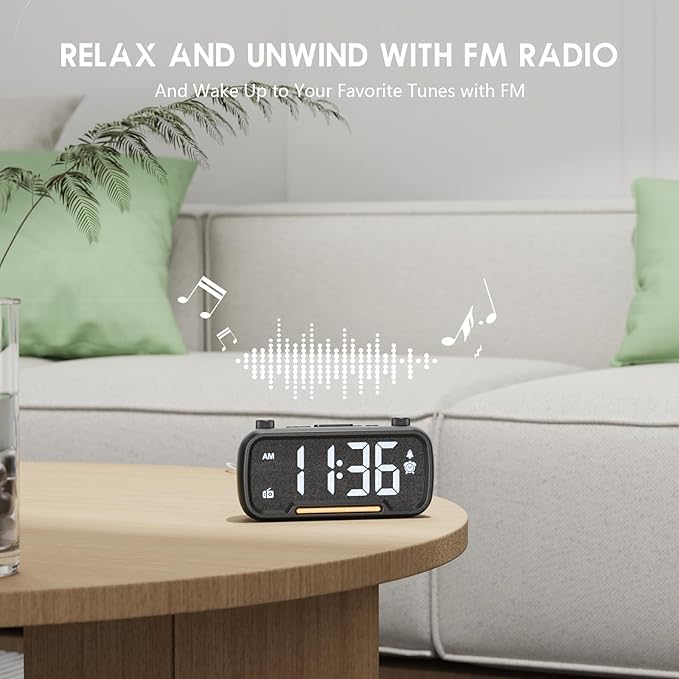 ROCAM Alarm Clock Radio with FM Radio, Sleep Timer, Auto Scan 20 Presets & - Image 3
