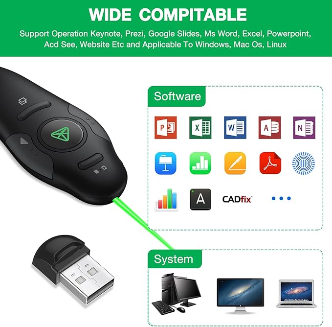 Rechargeable Presentation Clicker Wireless Presenter Remote USB Control - Image 4