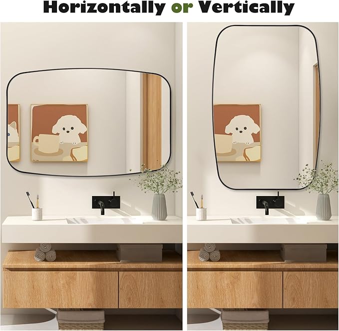 Black Oval Mirror, Oblong Bathrrom Mirror Modern Anti Rust - Image 5