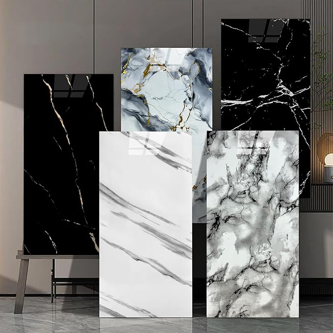 Wall Panels Peel and Stick，PVC Imitation Artificial Marble Tiles Sticker，20 pcs - Image 7