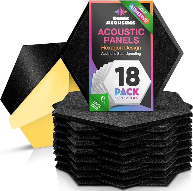 Acoustic Panels 18 Pack Soundproof Wall Panels, High-Density Wall Decoration by SonicAcoustics