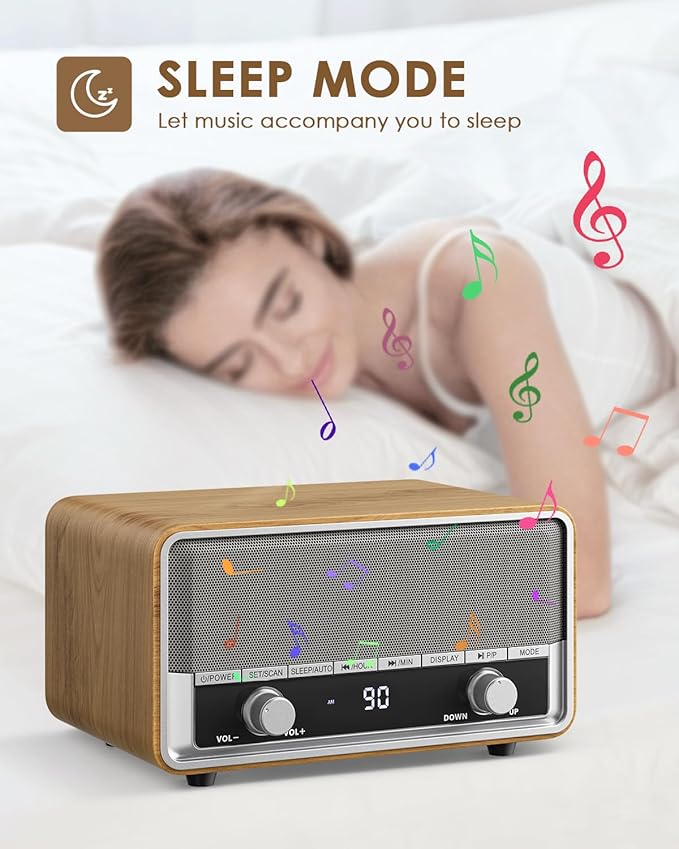 Vintage Wood AM FM Bluetooth Radio - Image 5