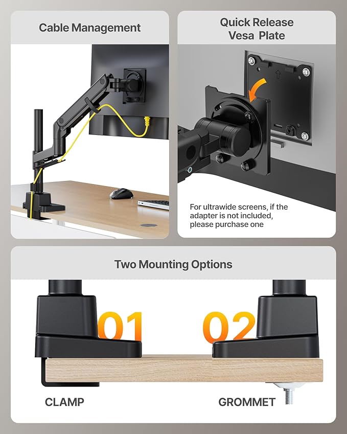 monTEK 17-57 Inch Ultrawide Monitor Arm - Image 7