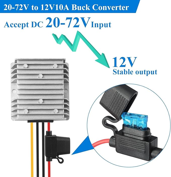 BEYIMEI DC to DC Converter 20-72V to12V 10A 120W, DC 24V 36V 48V 60V 72V Step - Image 6