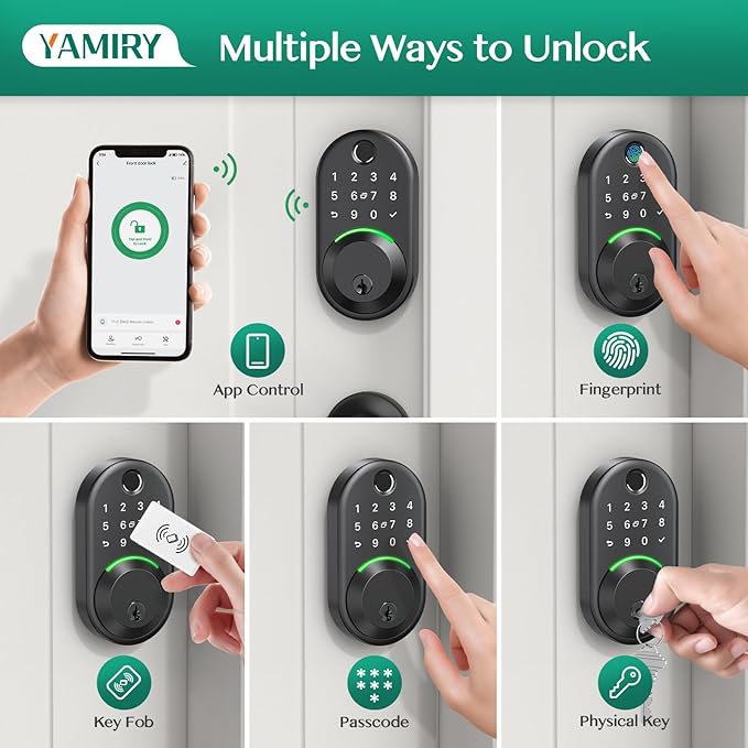 Smart Deadbolt Door Lock with Keypad:Yamiry Fingerprint Keyless Entry Deadbolt - Image 2