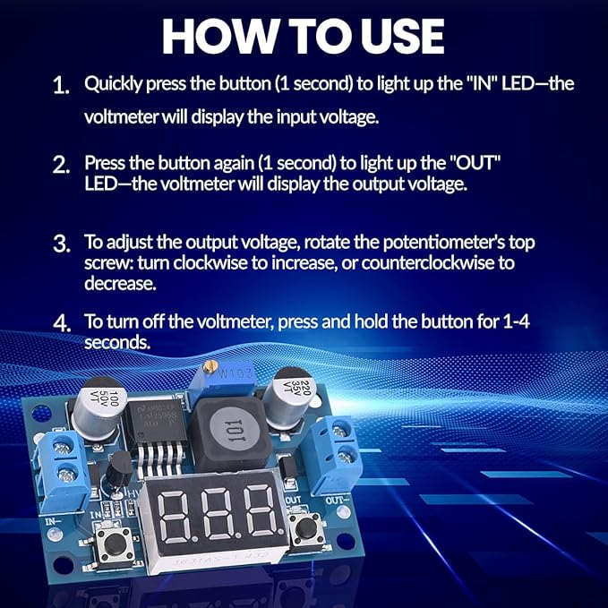 Seloky LM2596 Adjustable DC-DC Step-Down Buck Converter Module - Image 6
