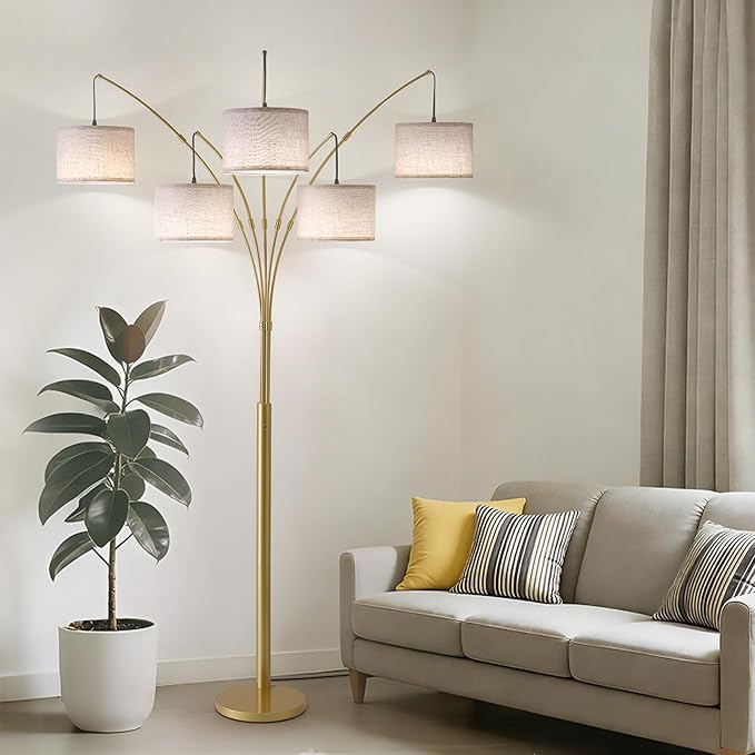 Fansdrick Gold Floor Lamps for Living Room, 4000LM Super Bright Arc Floor Lamp - Image 4