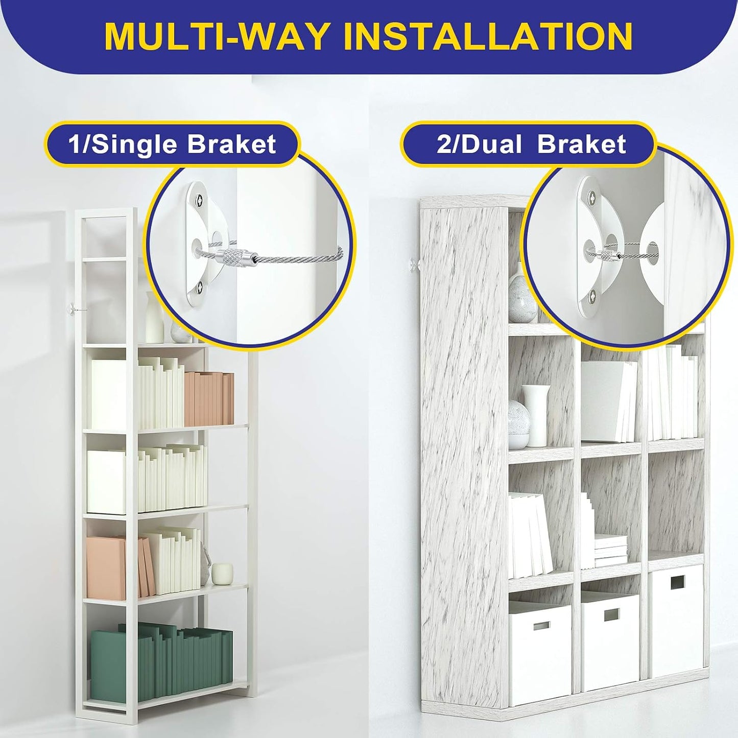 4our Kiddies Furniture Anchors (10 Pack), Furniture Straps for Baby Proofing, Secure 400 Pound Furniture to Wall Prevent Falling, Anti Tip Earthquake Straps for Child Safety (White)