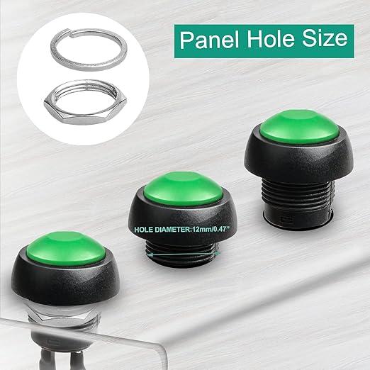 QTEATAK 1/2" Pre-Wired Mounting Hole On/Off Green Mini Round Waterproof - Image 2