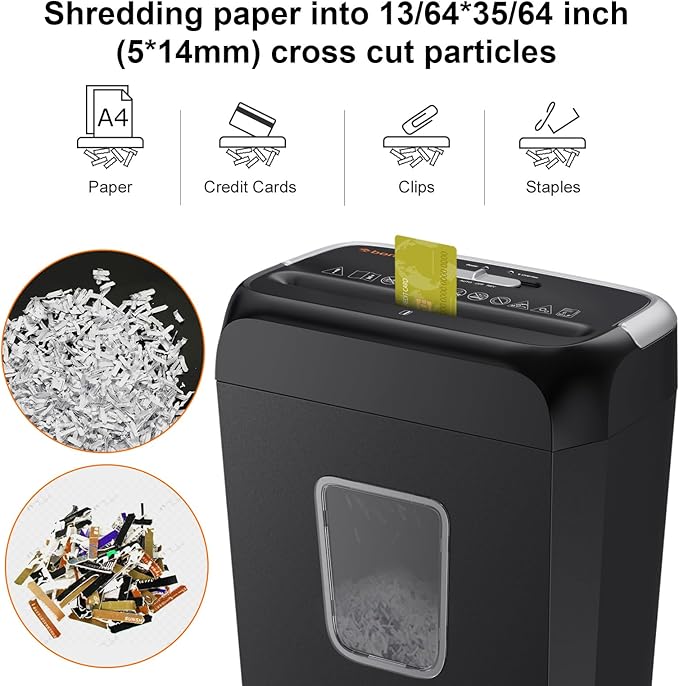 Bonsaii Paper Shredder for Home Use, 3.4 Gal Wastebasket, 6 Sheet Crosscut - Image 3