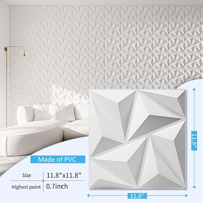 Art3d 3D Wall Panels 100 Pack, 11.8" x 11.8" PVC Wall Panels - Image 2