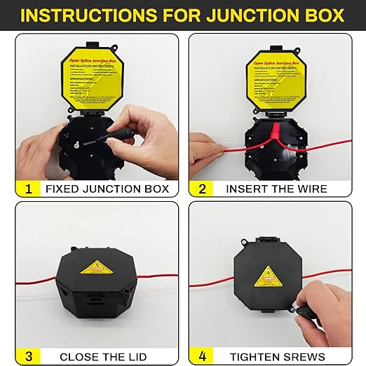 MIARALA Black Open Splice Junction Box, Splice Box Wire Electrical Junction Box - Image 4