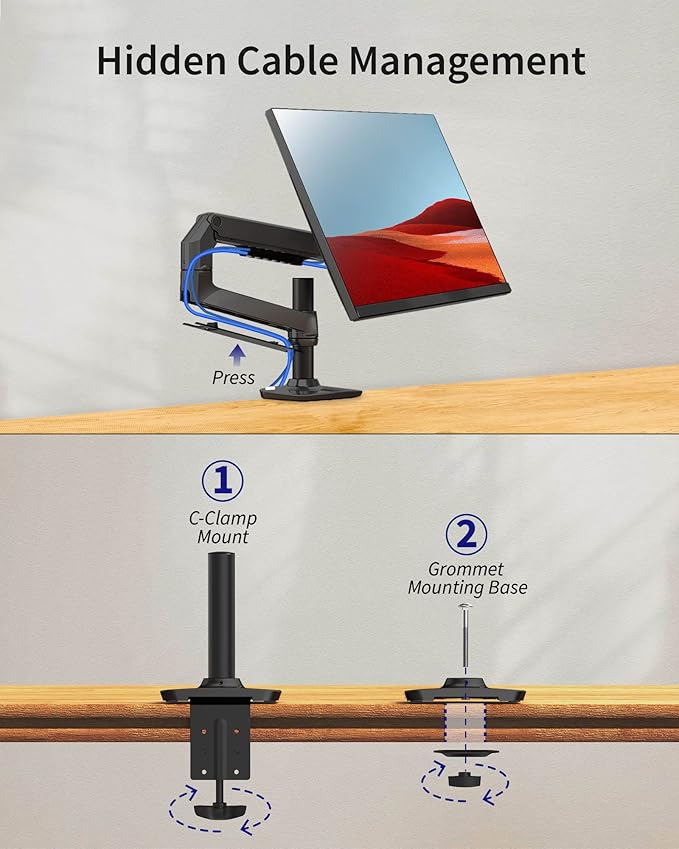Ergounion Single Monitor Arm Desk Mount, Holds Screens up to 40 Inches and 25 - Image 6