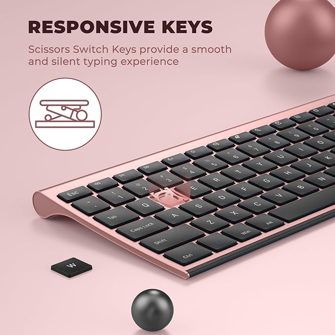 Wireless Keyboard and Mouse, Vssoplor 2.4GHz Rechargeable Compact Quiet - Image 4