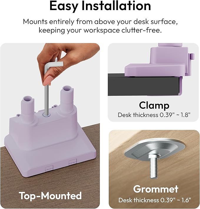 Pixio PS1D Wave Purple Dual Monitor Arm Stand Desk Mount - Image 6