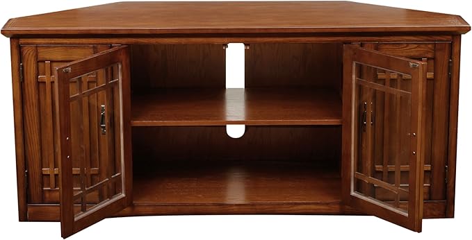 Leick Home 60 in Corner TV Stand, Solid Wood, Adjustable Shelves, Easy Assembly - Image 2